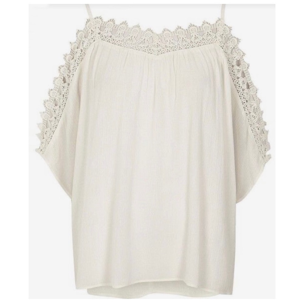 River Island Cream Lace Cold-Shoulder Blouse